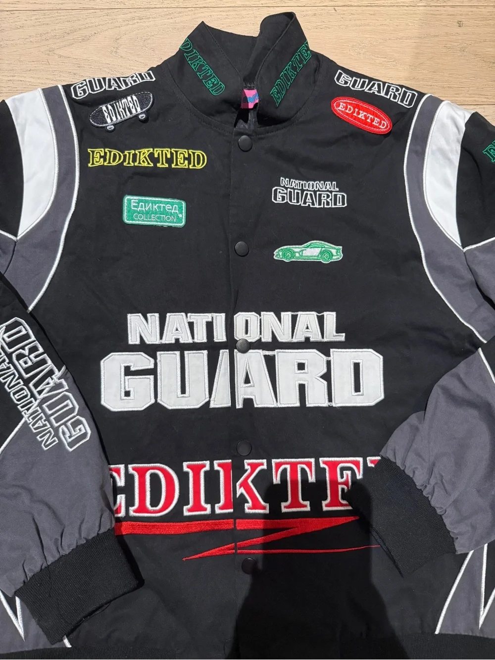 Edikted - Embroidered Black Racing Jacket - Picture 5 of 7